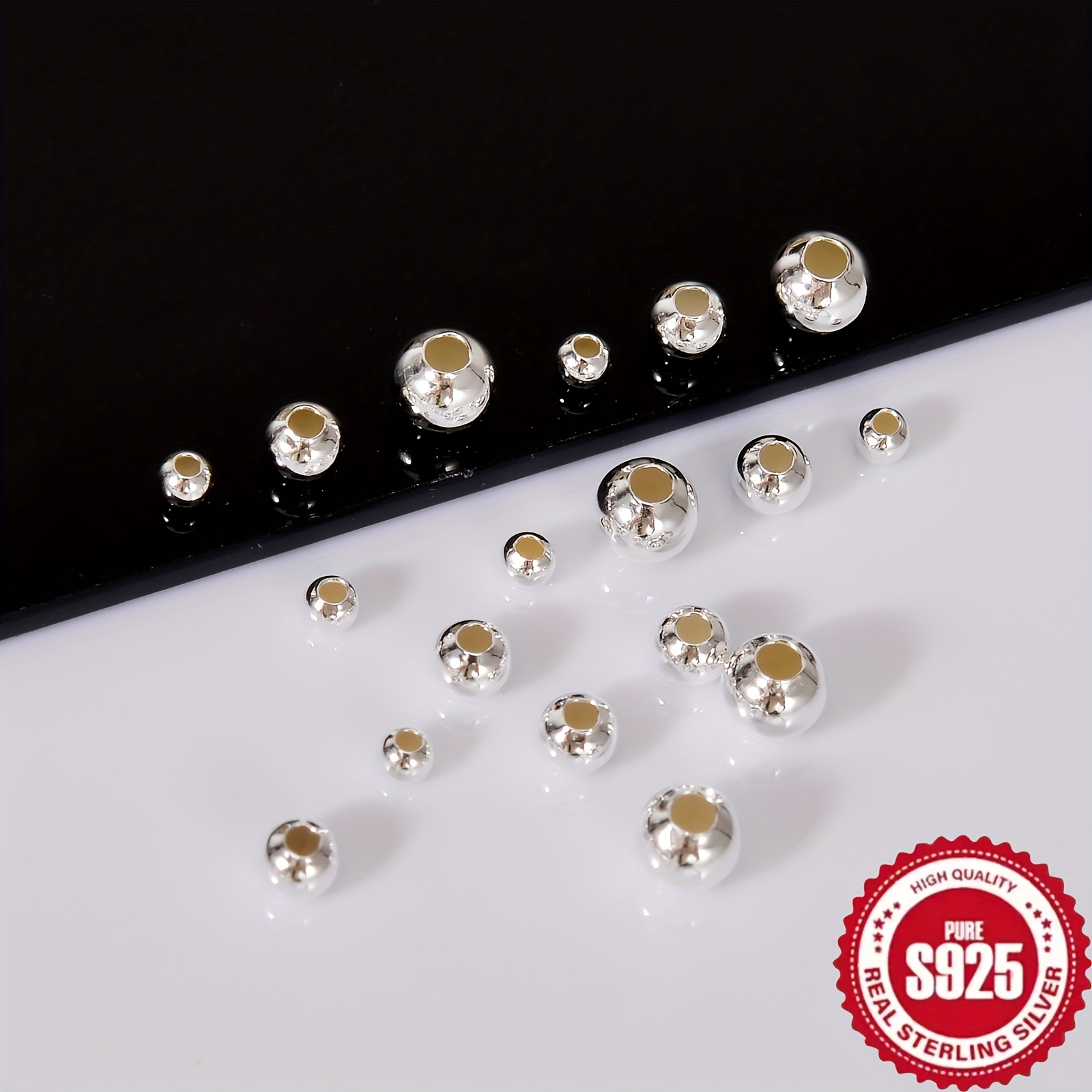 150pcs S925 Sterling Silver Round Spacer Beads for Jewelry Making